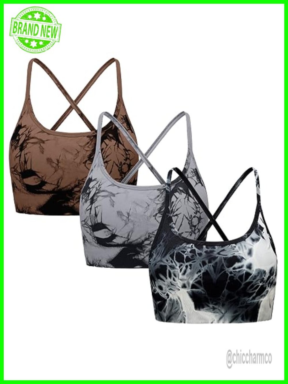 3 Pack Women's Seamless Sports Bras Strappy Back Yoga Gym Crop Bra Set
